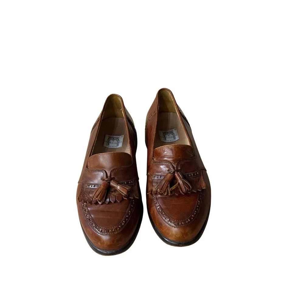 Cable & Co Mens Cognac Leather‎ Tassel Kiltie Loafers Made in Italy Brogue 10.5M